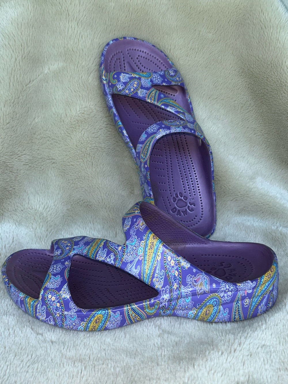 Dawgs purple print Slip-On Foam Slide Sandal 9